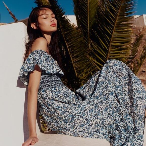 Zara Dresses & Skirts - Zara PRINTED OFF THE SHOULDER DRESS NEW WITH TAG